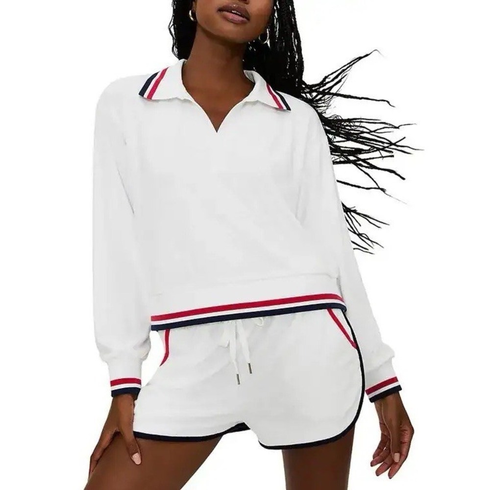 Beach Riot Martina Polo Shirt Long Sleeve XS White Revolve Tennis Pickleball